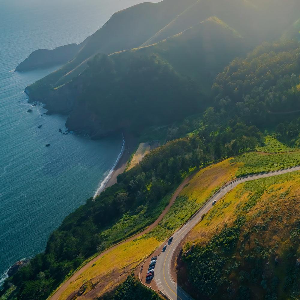 An aerial view of Marin Headlands