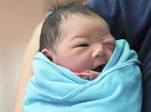 Swaddled baby