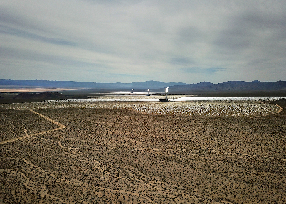 Solar facility aerial in Mojave desert