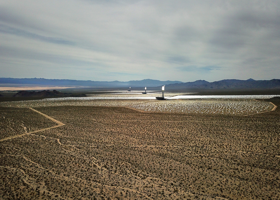 Solar facility aerial in Mojave desert