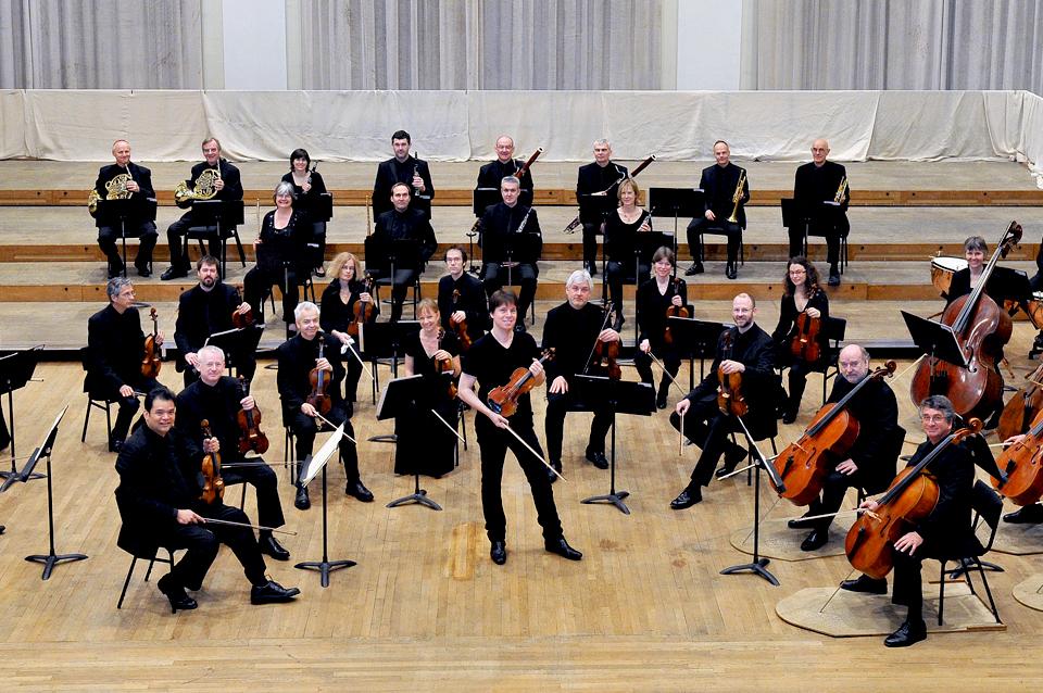 Academy of St. Martin in the Fields on stage with Joshua Bell.