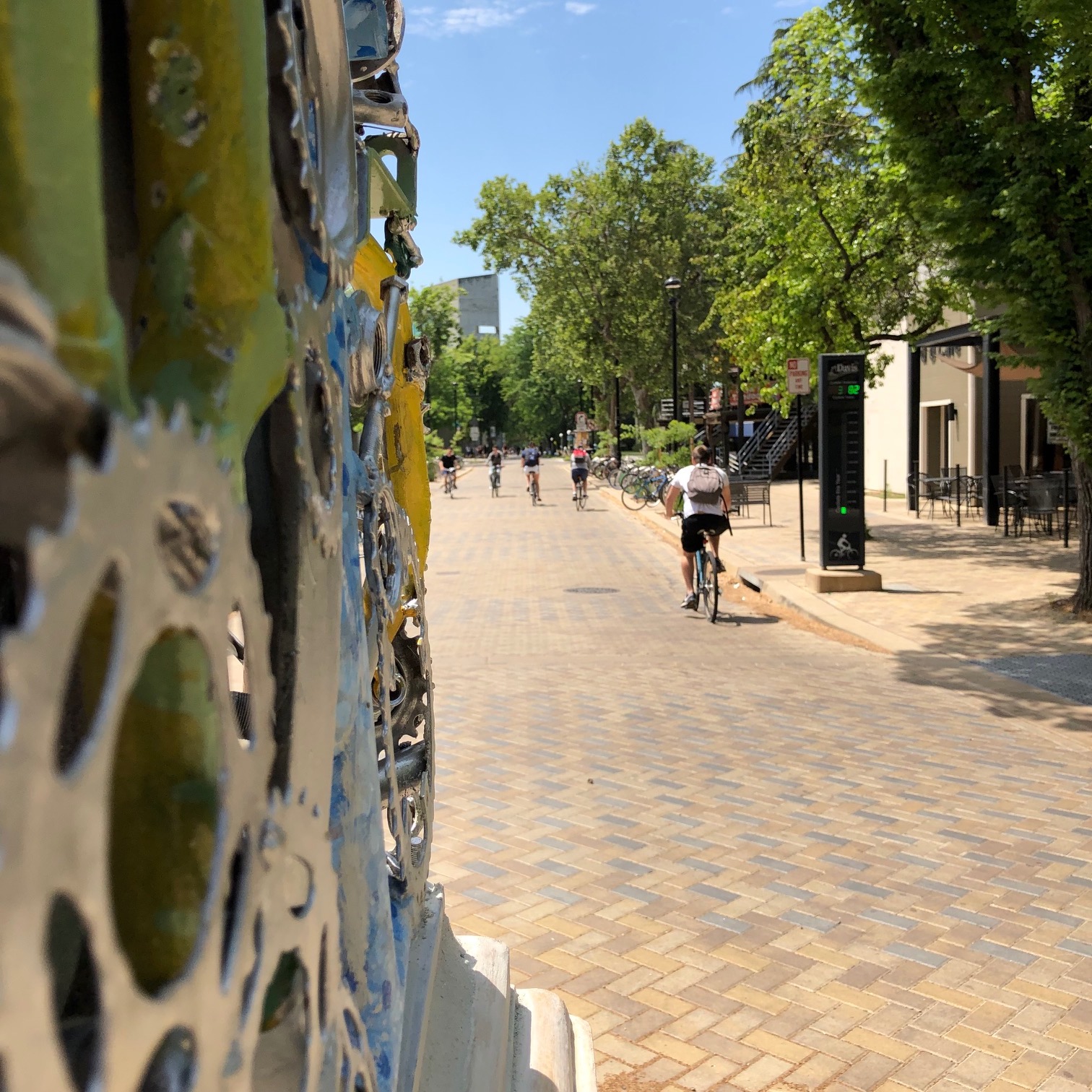 Bikes pass sculpture