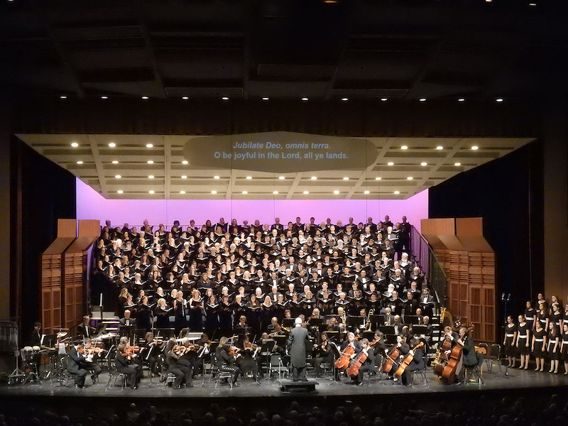 Sacramento Choral Society and Orchestra on stage.