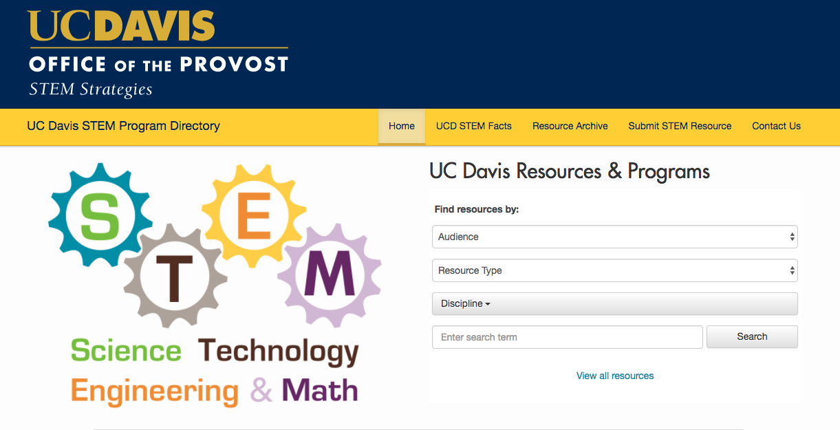 Screen shot of STEM portal